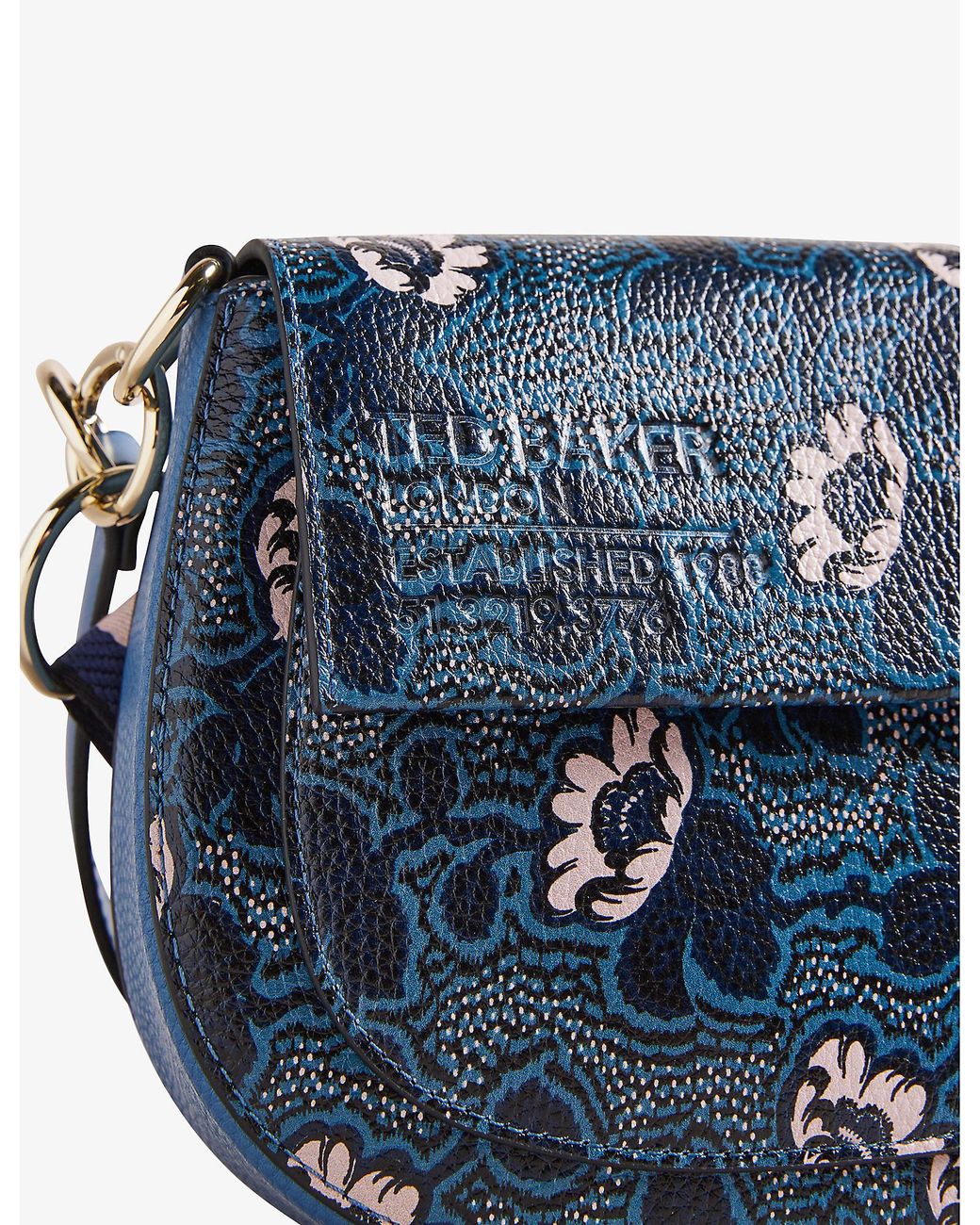 Ted Baker Darlena Graphic-print Leather Saddle Cross Body Bag in Blue | Lyst
