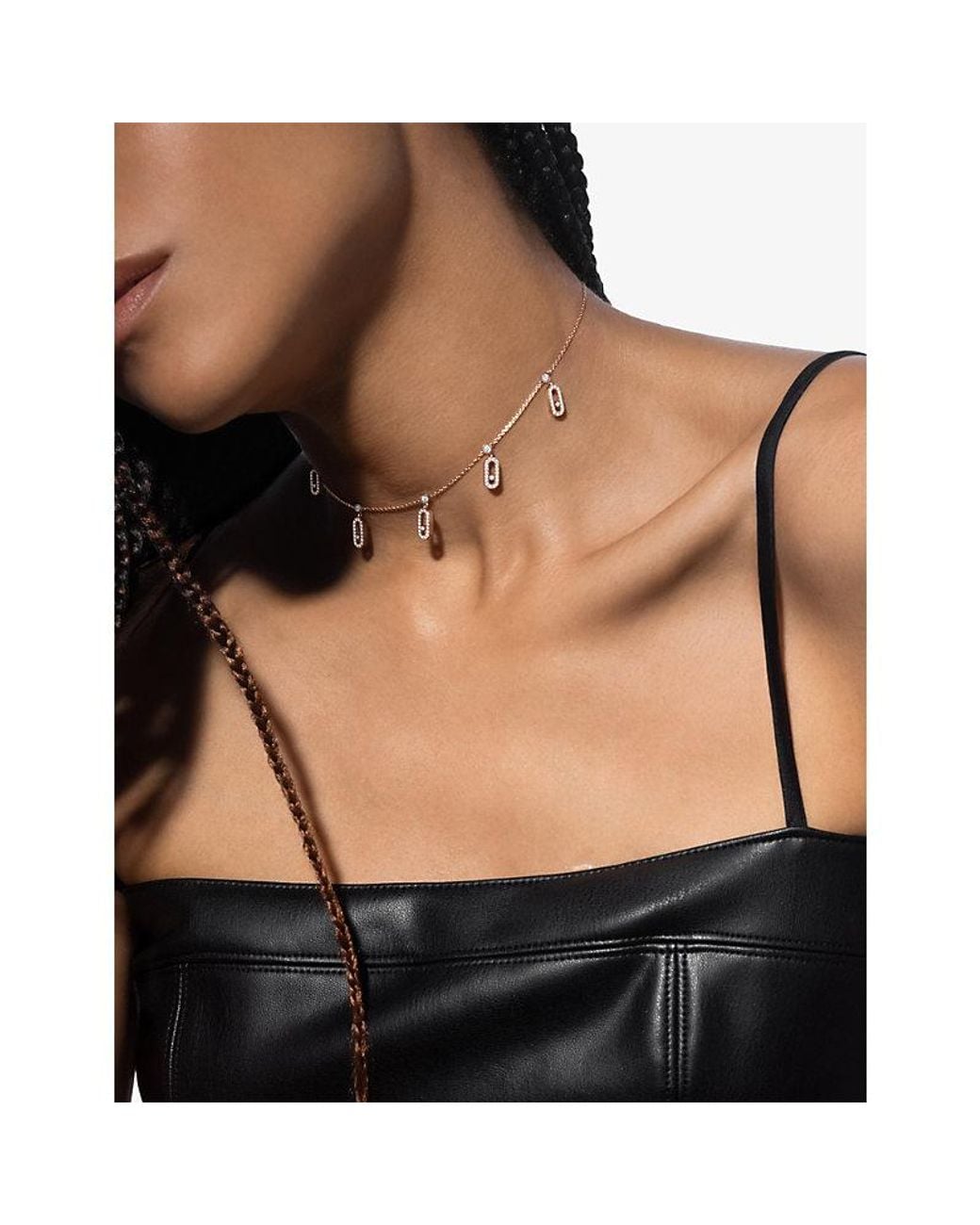 Messika Metallic Move Uno Drop Pendant Pavé 18Ct And 0.61Ct Diamond Necklace