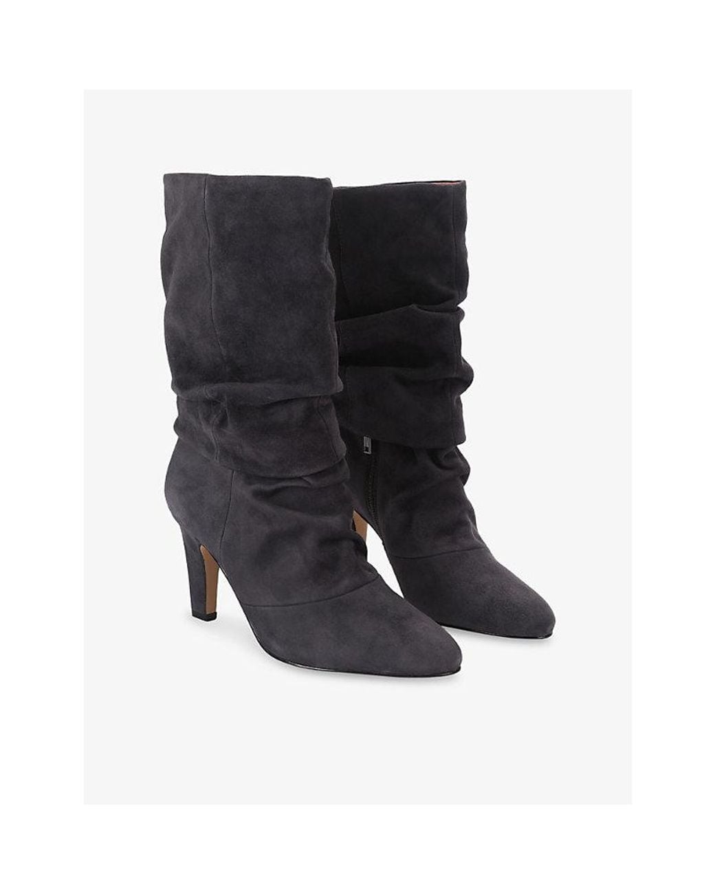 Kurt Geiger Black Elizabeth Slouch Heeled Suede Boots