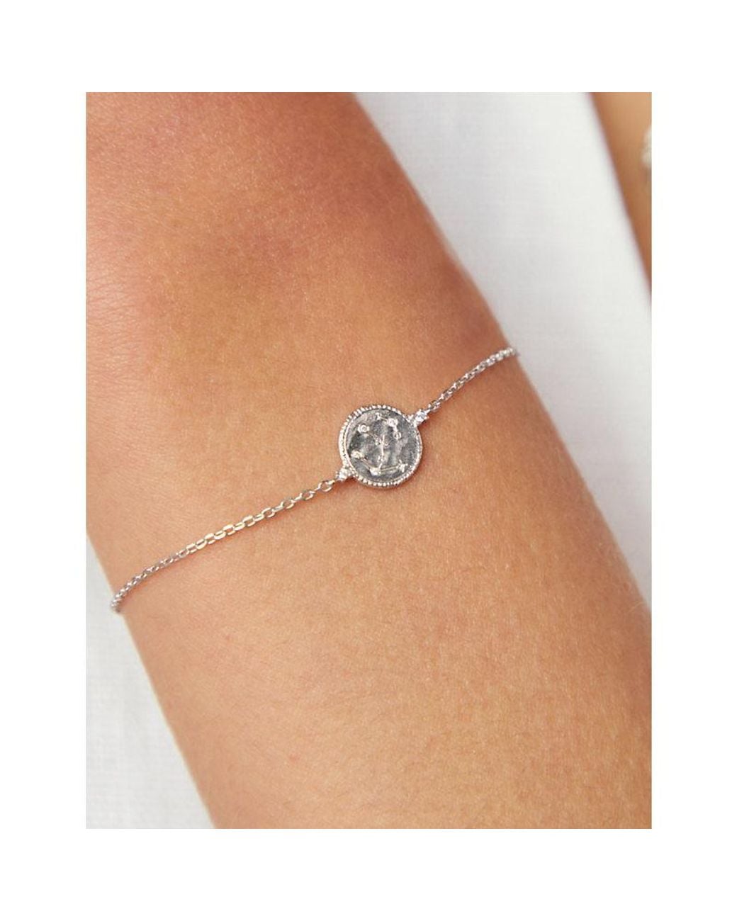 Astrid & Miyu White Zodiac Scorpio Rhodium-Plated Sterling- And Cubic Zirconia Pendant Bracelet