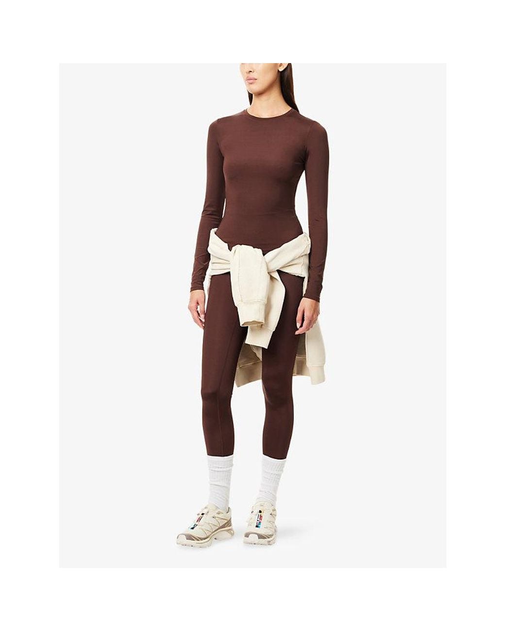 ADANOLA Red Gloss High-Rise Gym Leggings