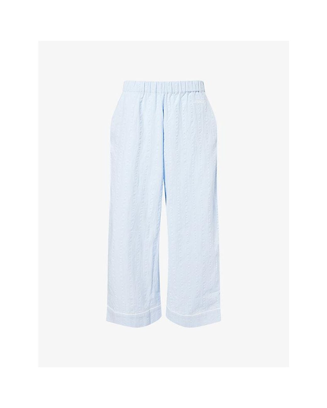 Lounge Underwear Blue Textured Cotton Pyjama Bottoms