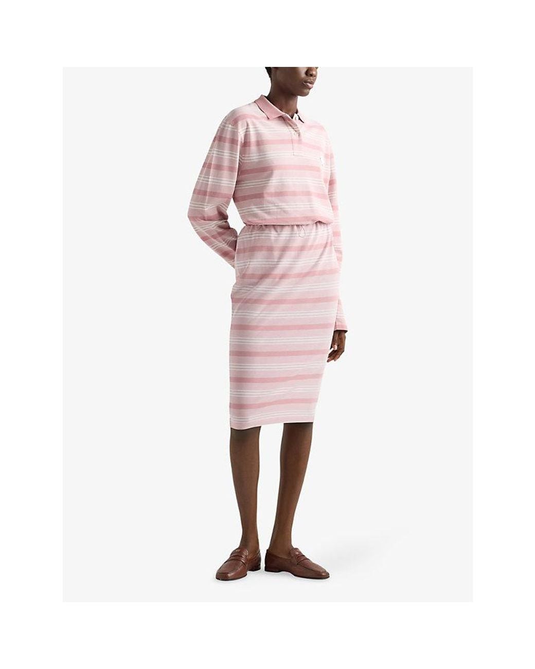 Prada Pink Striped Piqué Cotton Skirt