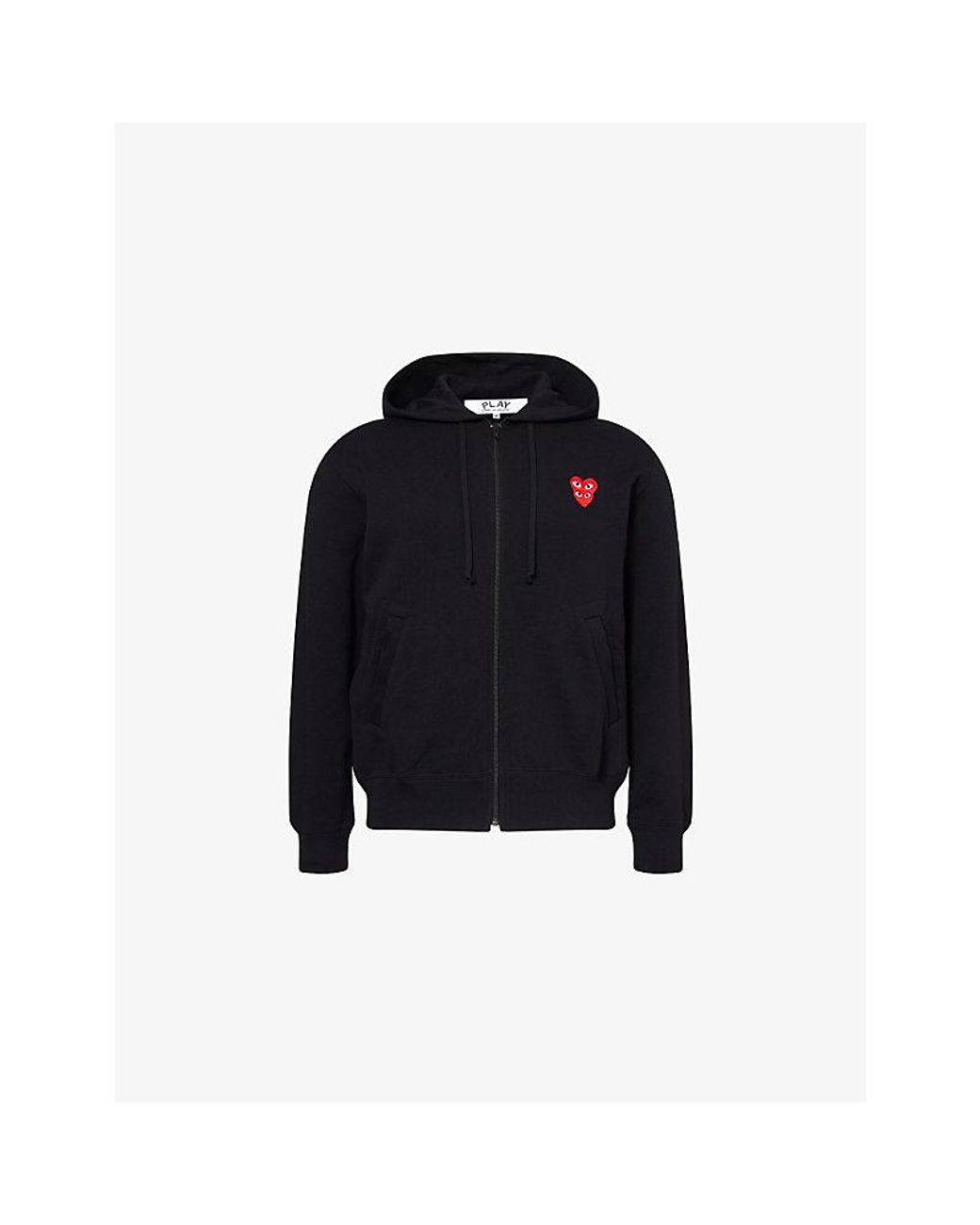 COMME DES GARÇONS PLAY Black Double-Heart Embroidered Cotton Hoody for men