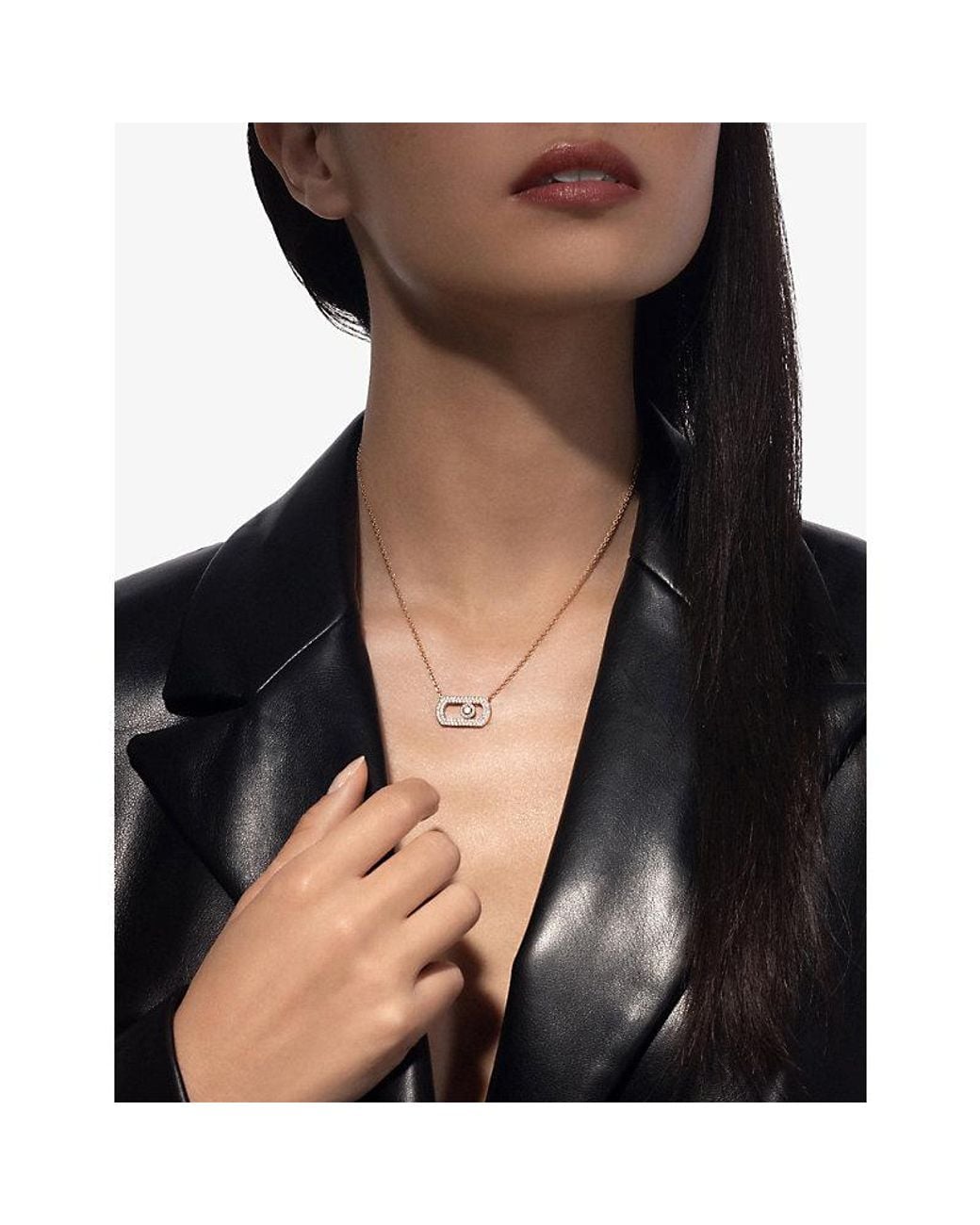 Messika Metallic So Move Pavé 18Ct And 0.65Ct Pendant Necklace