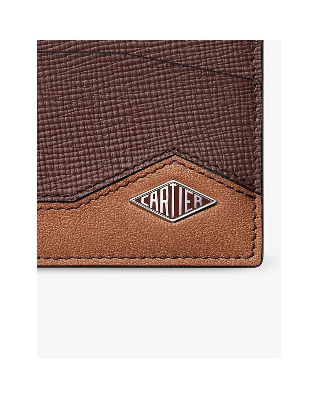 Cartier Brown Losange Double Leather Card Holder