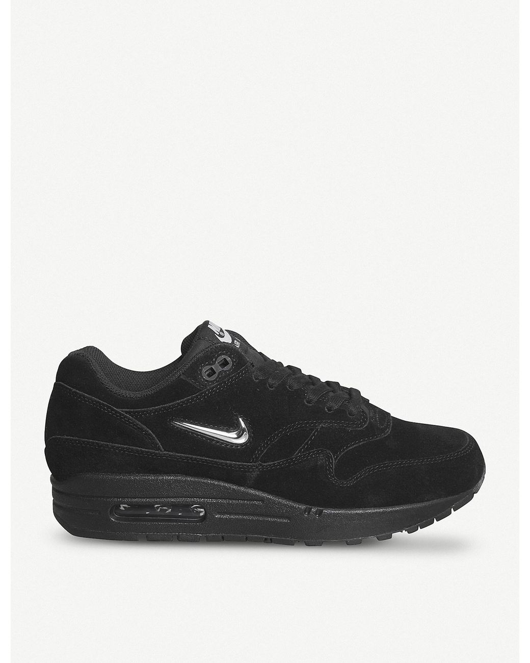 Nike Air Max 1 Jewel Suede Trainers in Black for Men | Lyst UK