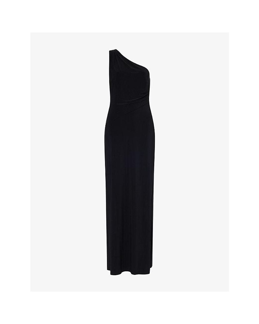 Ralph Lauren Black One-Shoulder Jersey Maxi Dress