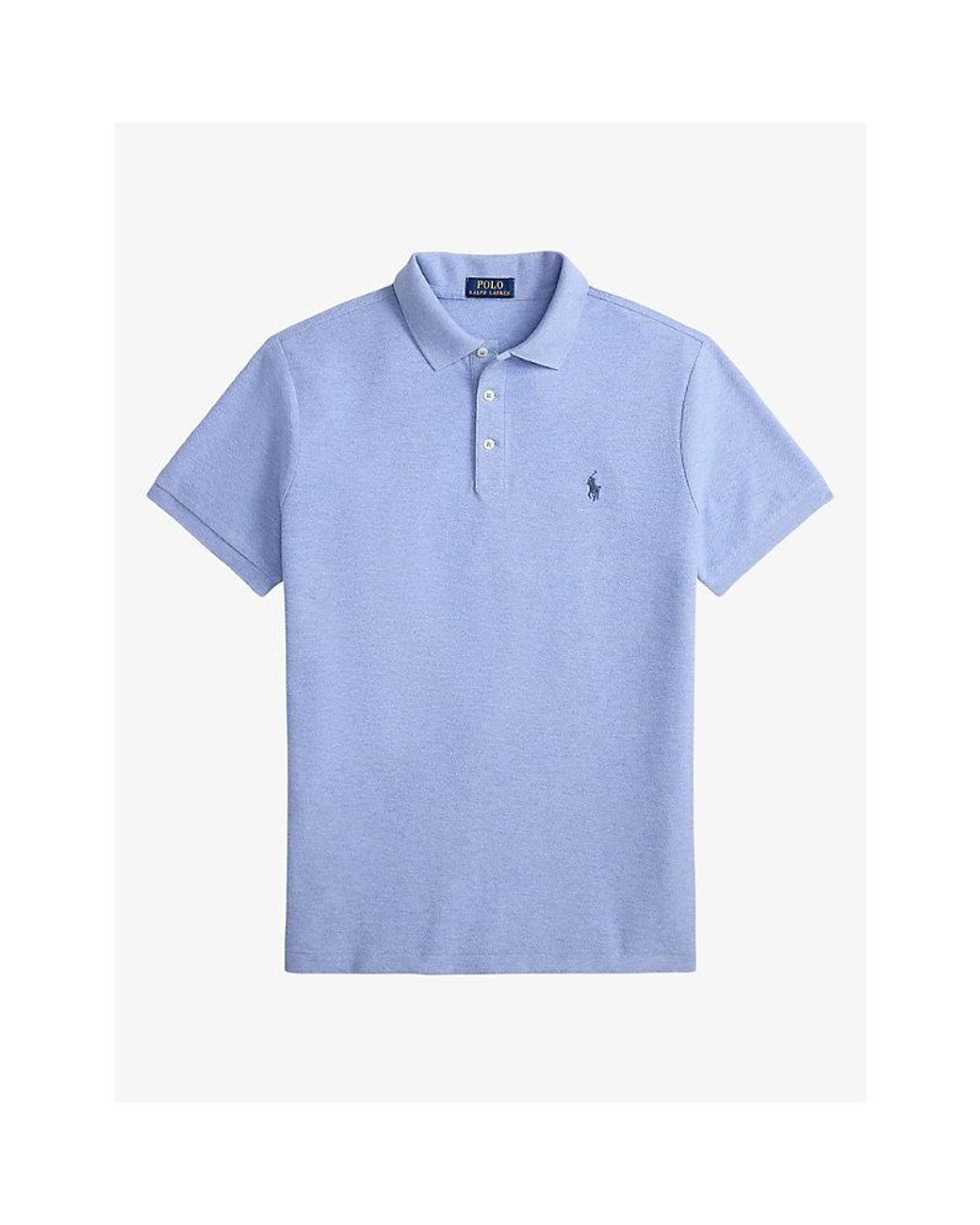 Polo Ralph Lauren Blue Logo-Embroidered Custom-Fit Cotton Polo Shirt for men