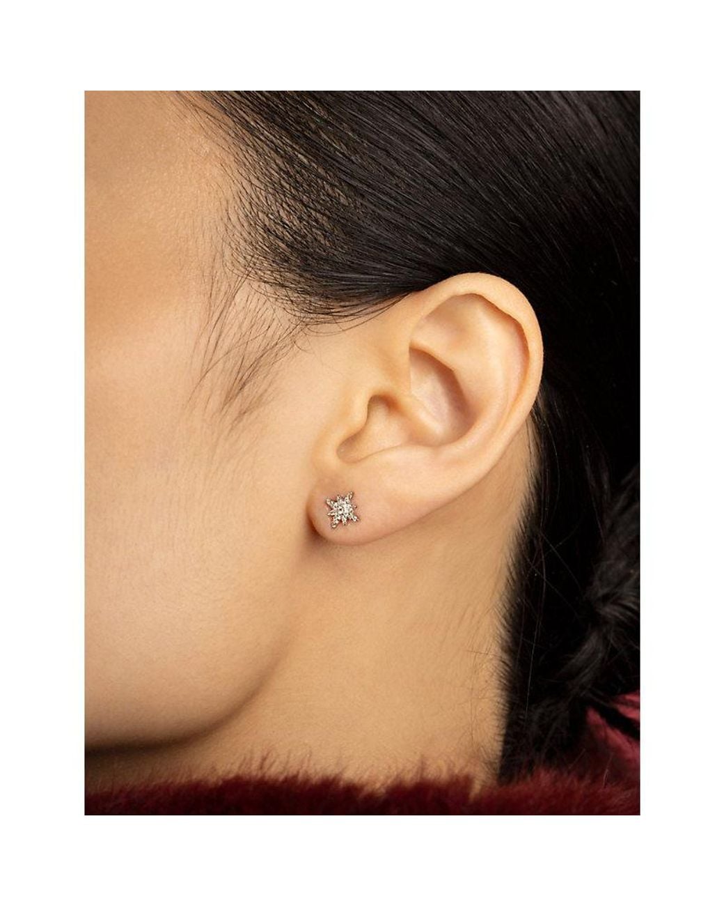 Apm Monaco White Météorites Rhodium Plated Alloy And Cubic Zirconia Mini Stud Earrings