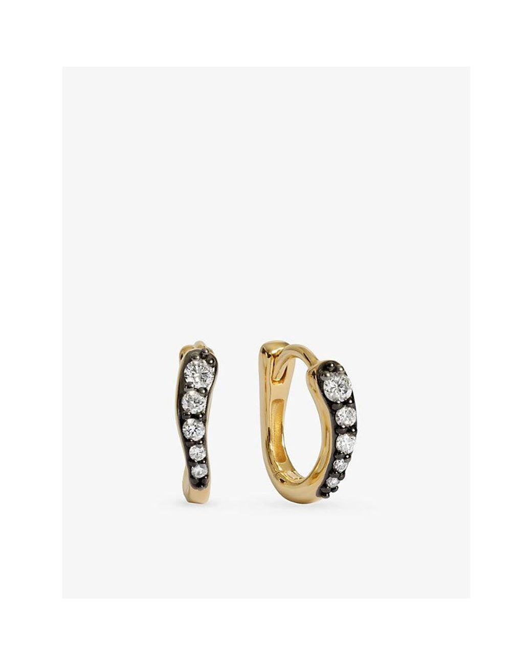 Monica Vinader Metallic Riva Pavé Diamond Blackened 18Ct Vermeil And 0.14Ct Lab Grown Diamond Huggie Earrings