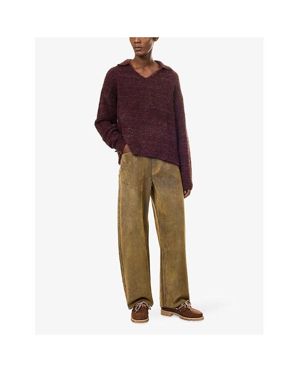 Daily Paper Purple V-Neck Teddy Jumper for men