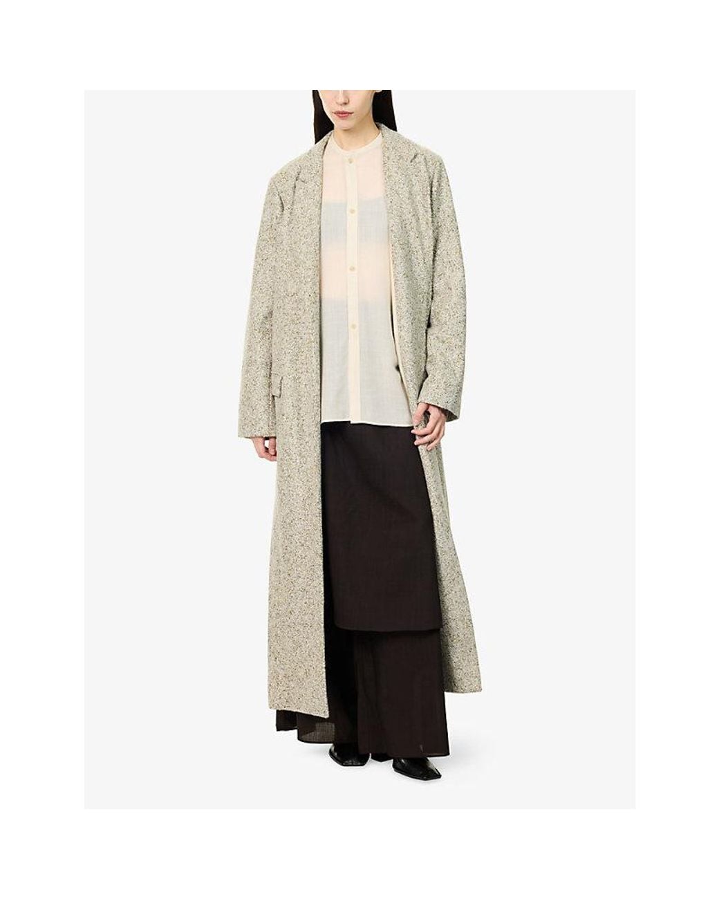 Ruohan Natural Neris Long Wool-Blend Coat