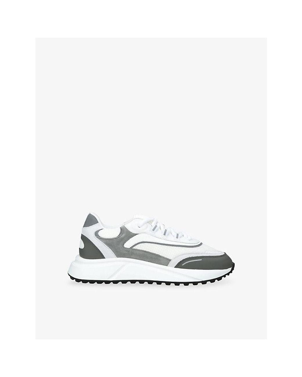 Arne White Technical Runner 2.0 Mesh And Leather Trainers for men