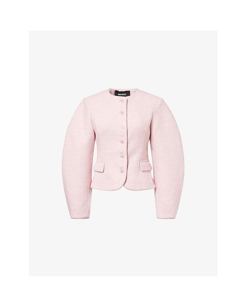 ROTATE BIRGER CHRISTENSEN Pink Cocoon Flap-Pocket Woven Jacket
