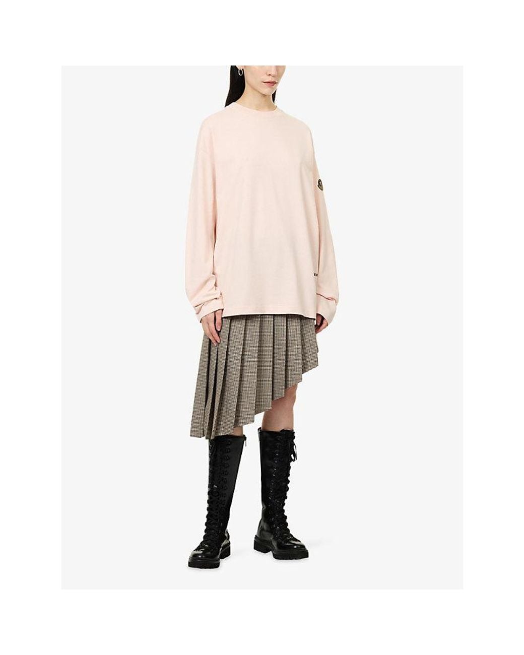 Moncler Pink Icons Brand-Print Cotton T-Shirt