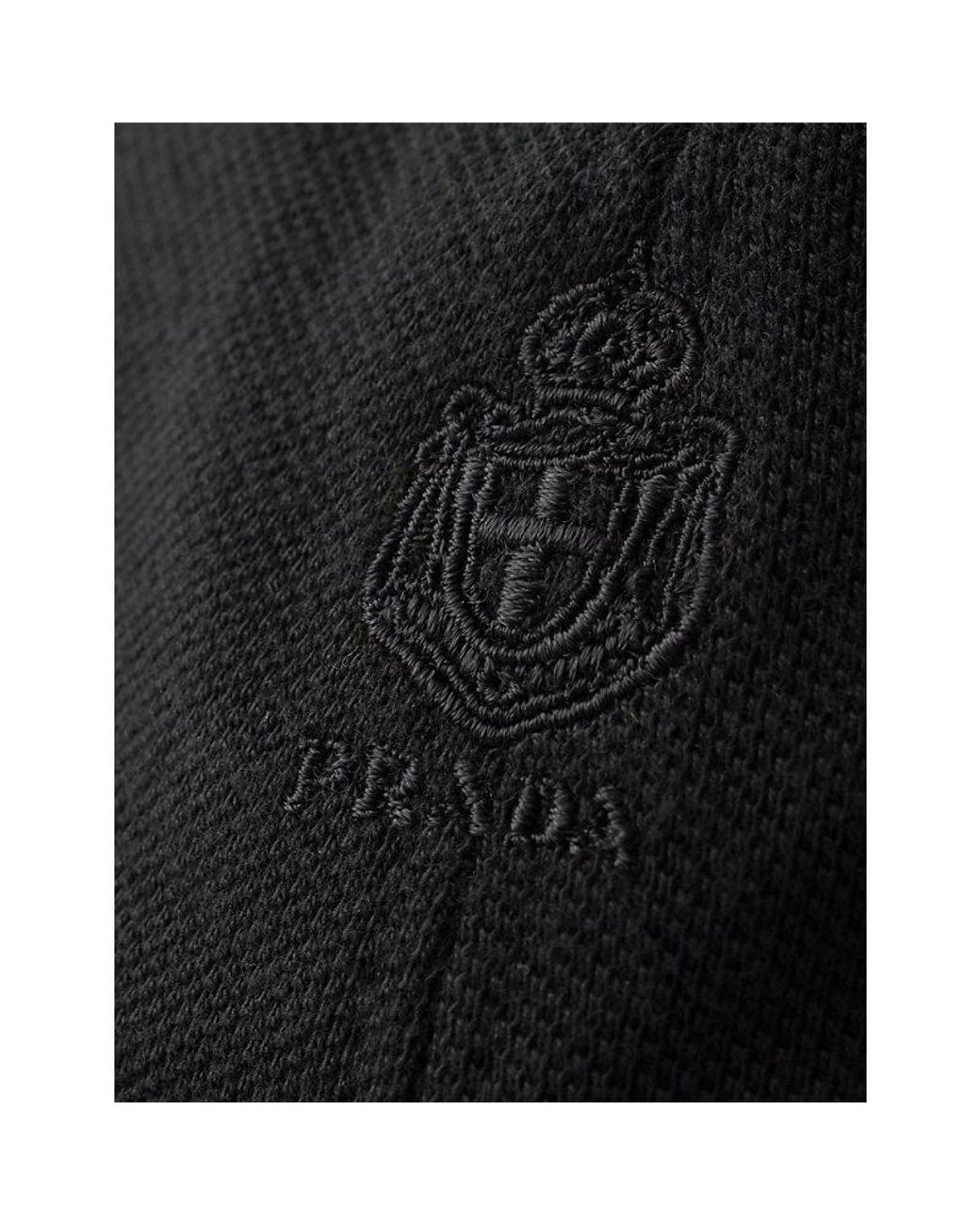 Prada Black Brand-Embroidered Cotton-Piqué Cap for men
