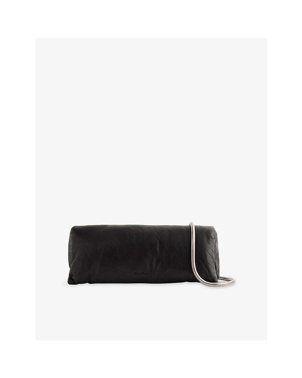 Rick Owens Black Soft Elongated Leather Clutch Bag