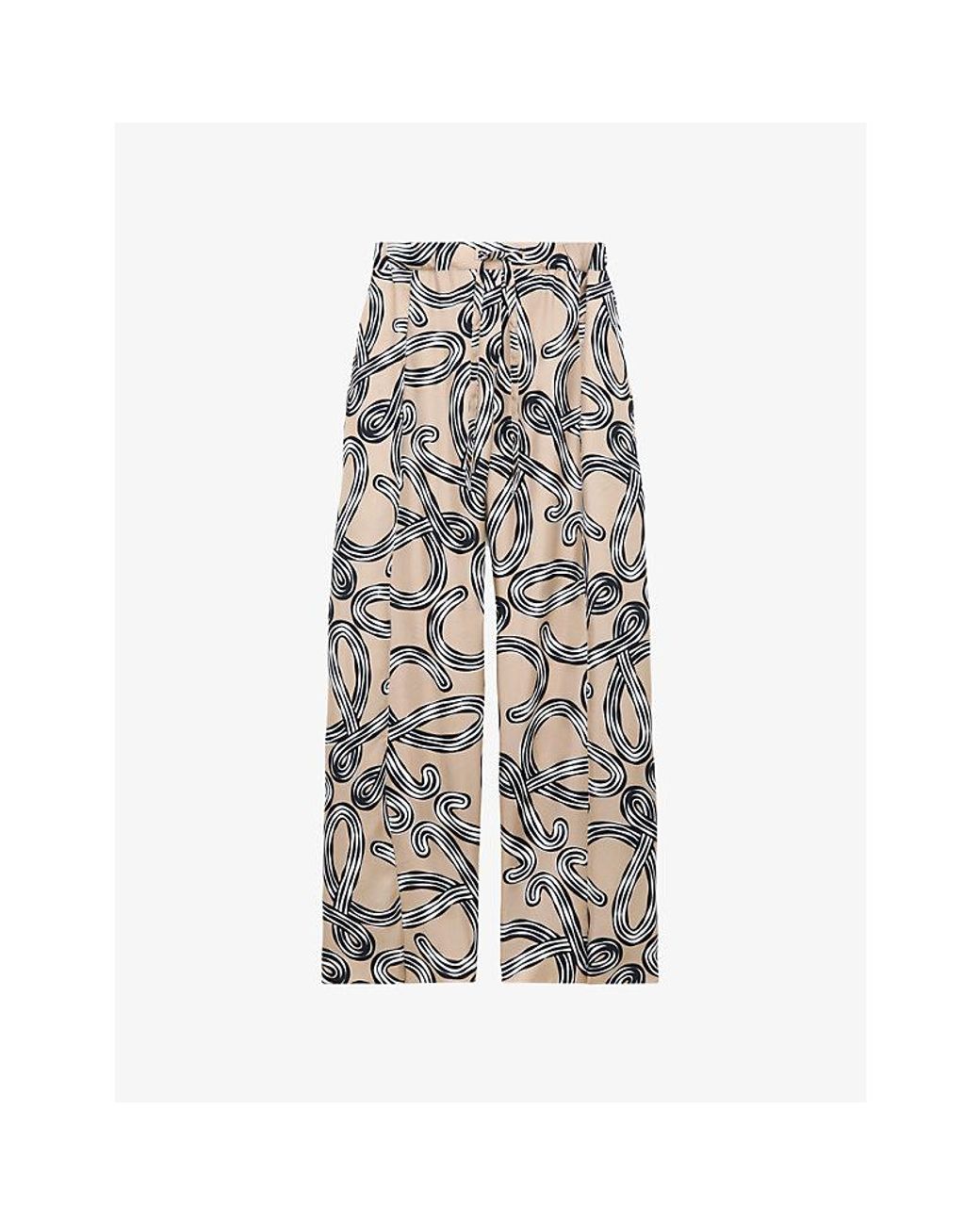 Loewe Multicolor X Paula's Ibiza Anagram-Print Wide-Leg Silk Trousers