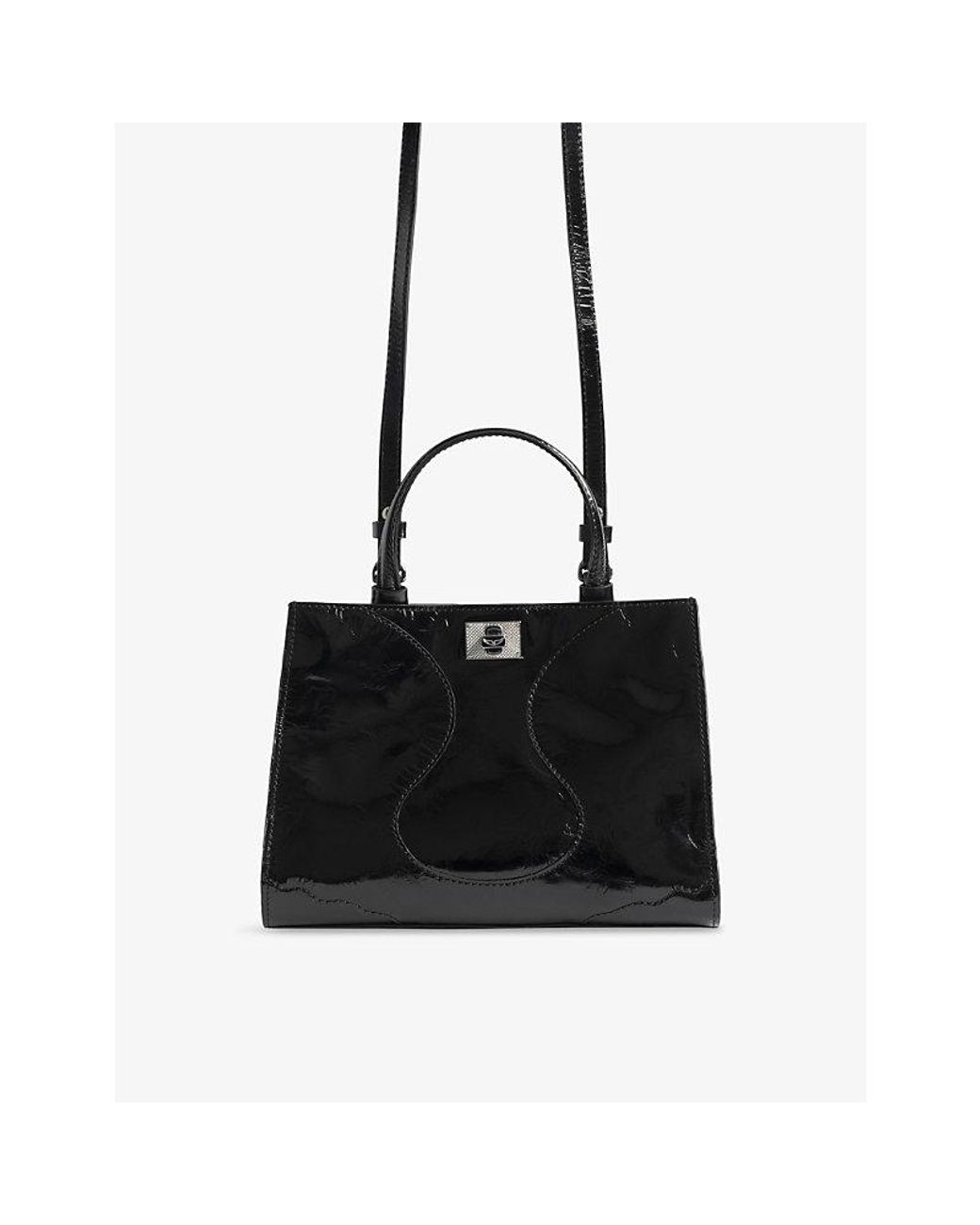 Zadig & Voltaire Black Jack Branded Patent-Leather Handbag
