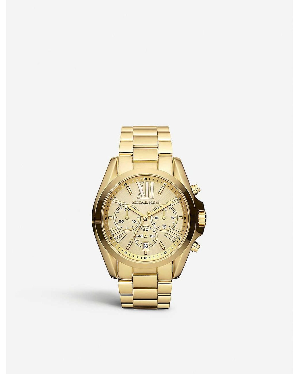 Michael Kors Mk5605 Bradshaw Gold plated Watch in Black Lyst
