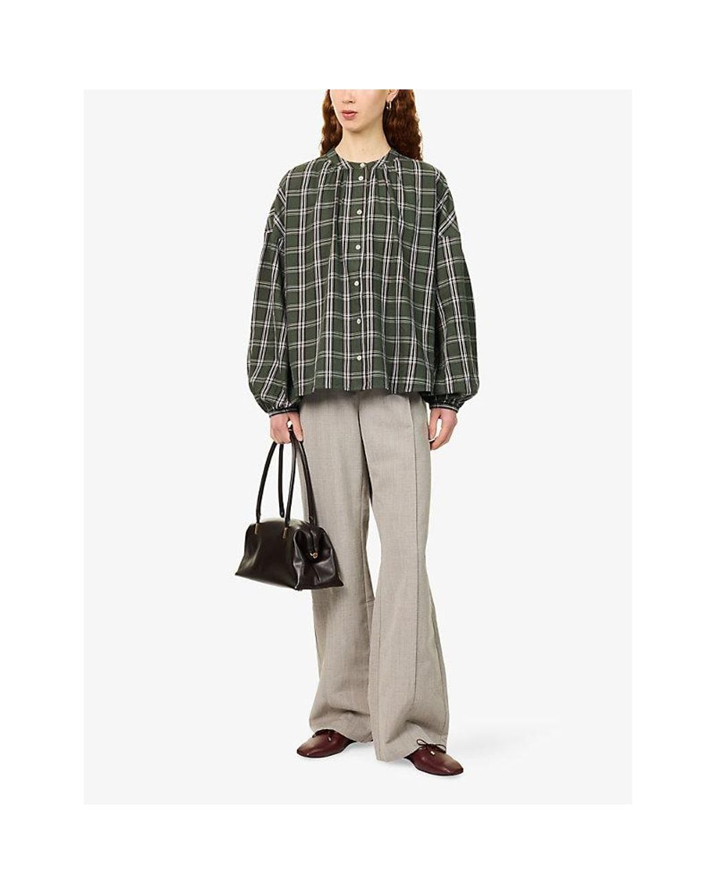 Skall Studio Gray Cilla Checked Cotton Shirt