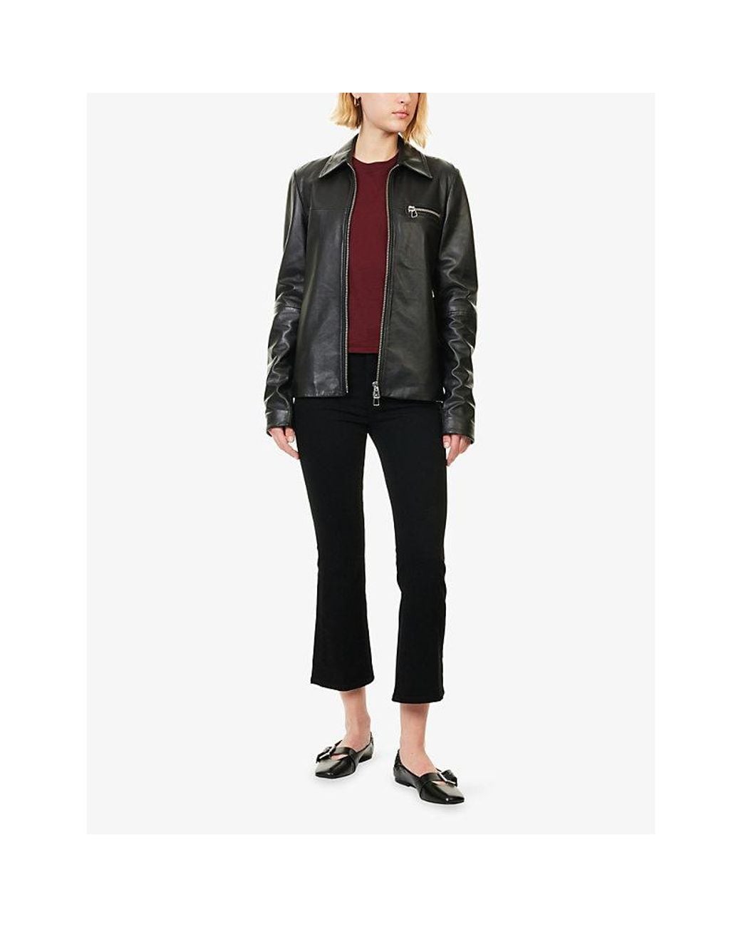 FRAME Black The Reboot Straight-Leg Cotton-Blend Jeans