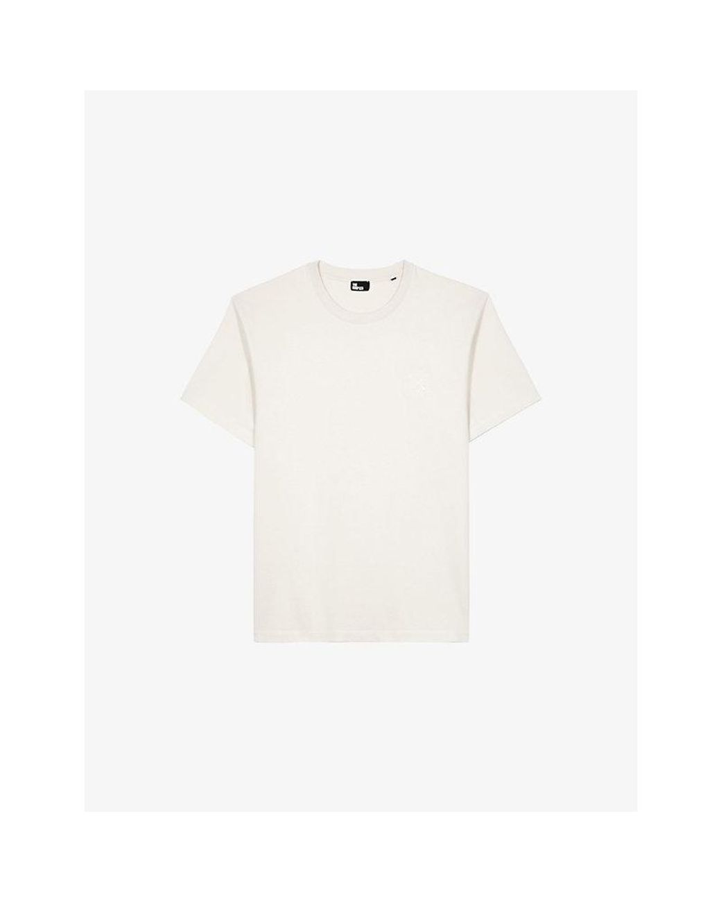 The Kooples White Brand-Embroidered Short-Sleeved Cotton-Jersey T-Shirt for men