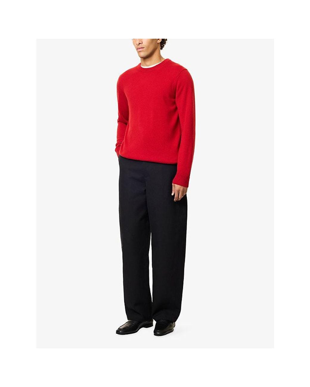 Sunspel Red Crewneck Cashmere Jumper for men