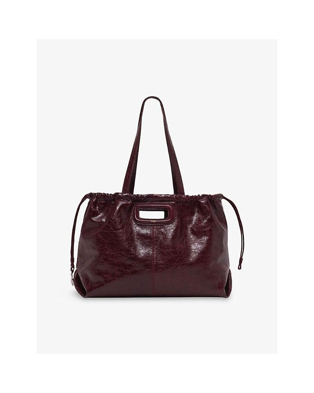Maje Purple M Crackled Leather Tote Bag