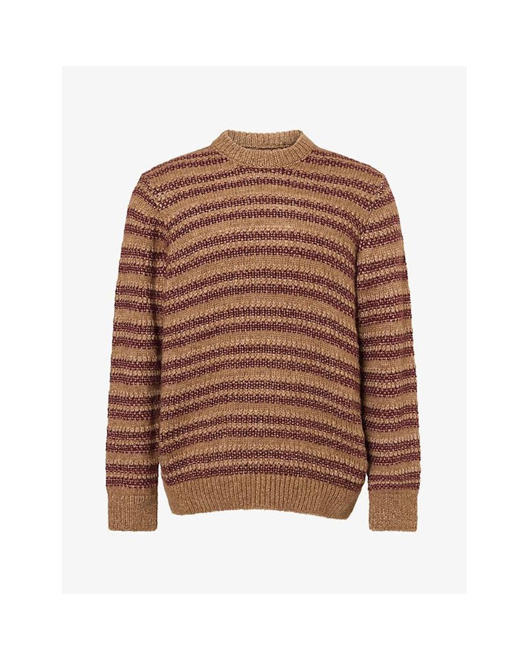 NN07 Brown Noah Stripe Crew Neck Knit Jumper for men