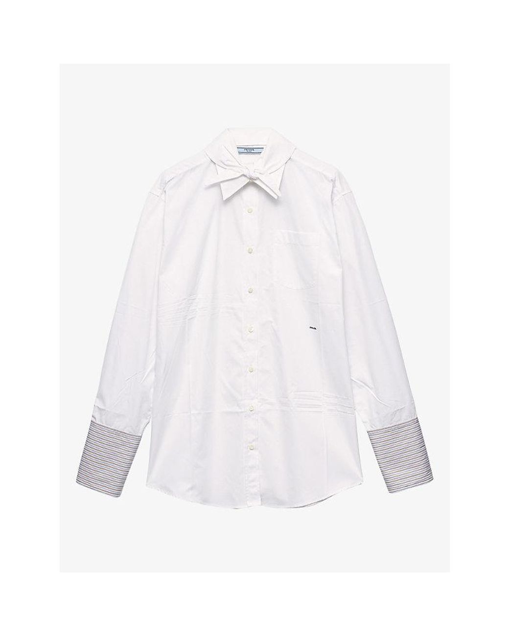 Prada White Embroidered-Logo Menswear-Fit Cotton Poplin Shirt