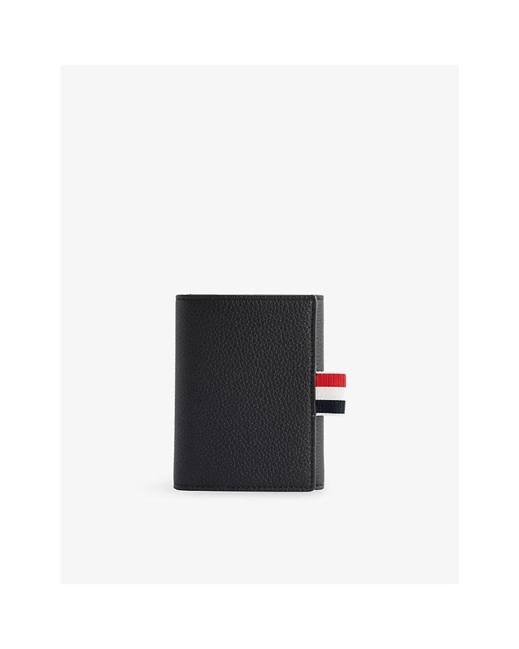 Thom Browne Black Trifold Grained-Leather Wallet for men