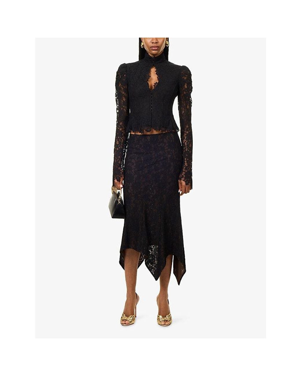 De La Vali Black Vitalis Lace Top
