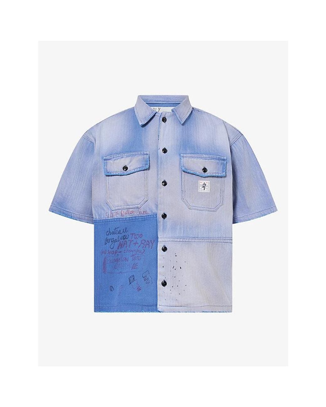 Paly Hollywood Blue Love Herringbone Cotton Work Shirt for men