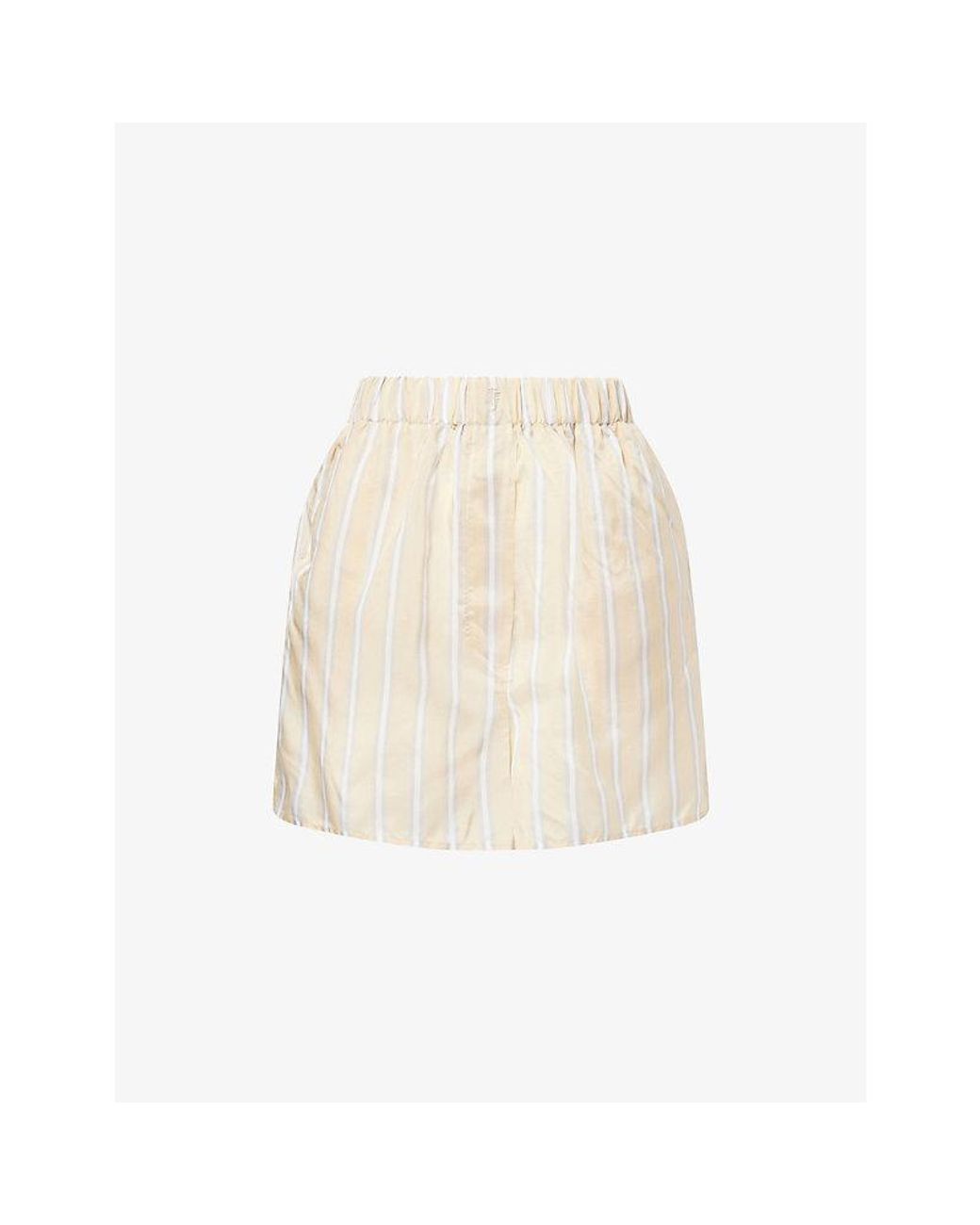 Frankie Shop Natural Lui Striped Woven Shorts