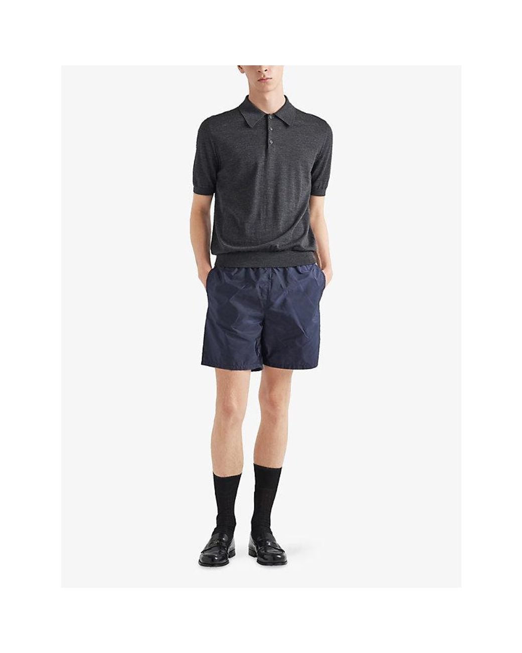 Prada Blue Triangle-Logo Re-Nylon Swim Trunks for men
