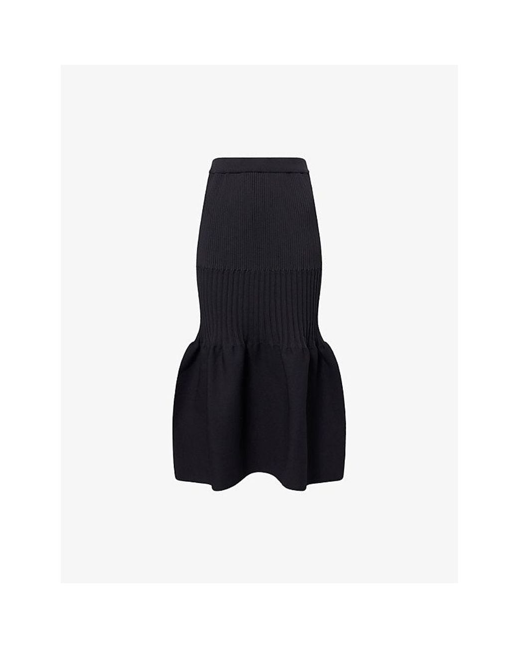 CFCL Blue Fluted Mermaid Flared Knitted Midi Skirt