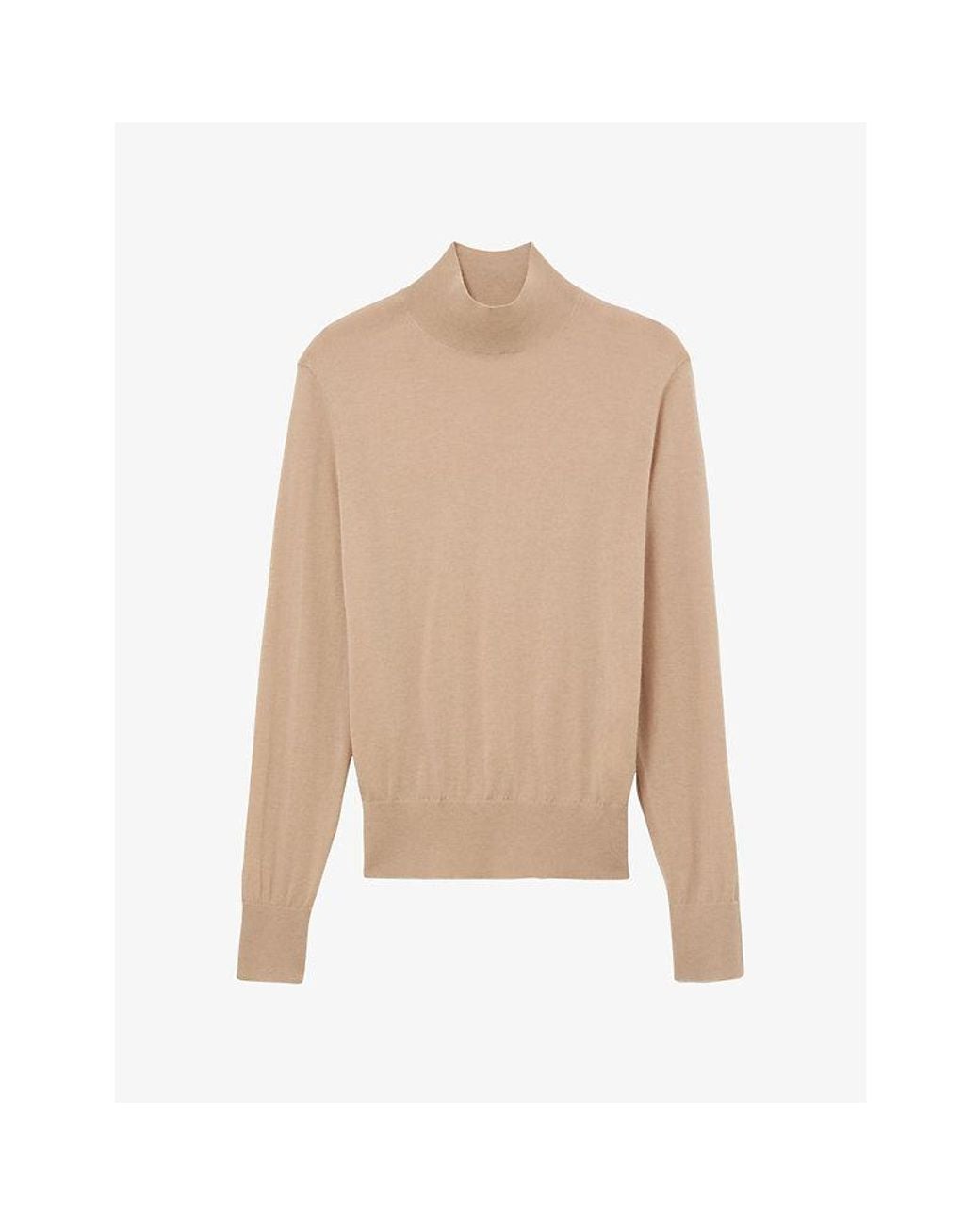 Reiss Natural Rina Roll-Neck Merino-Wool Jumper