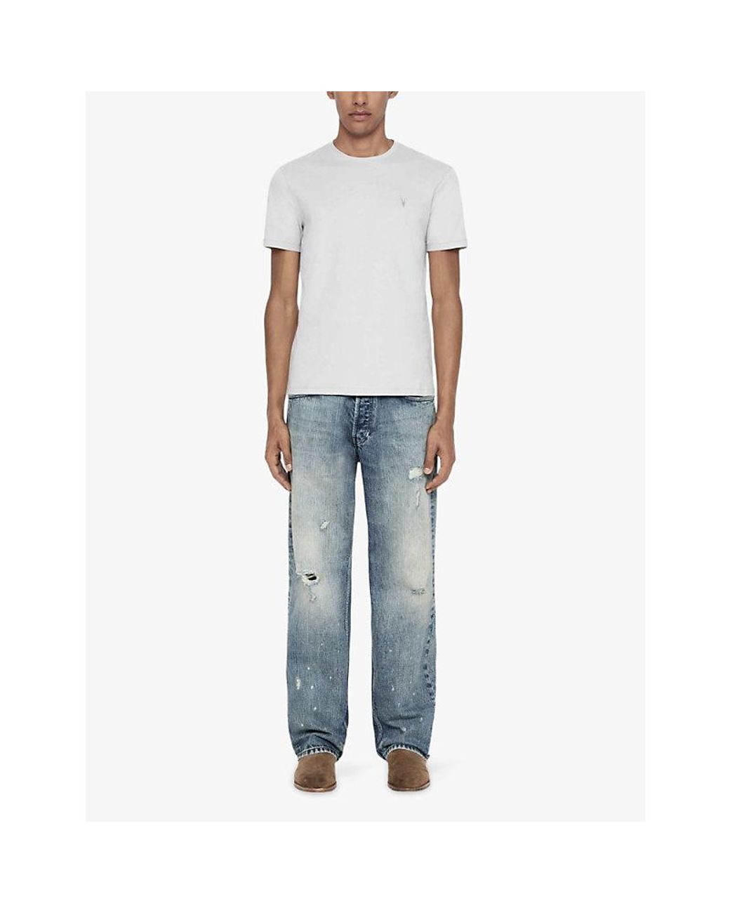 AllSaints White Brace Logo-Embroidered Cotton-Jersey T-Shirt for men