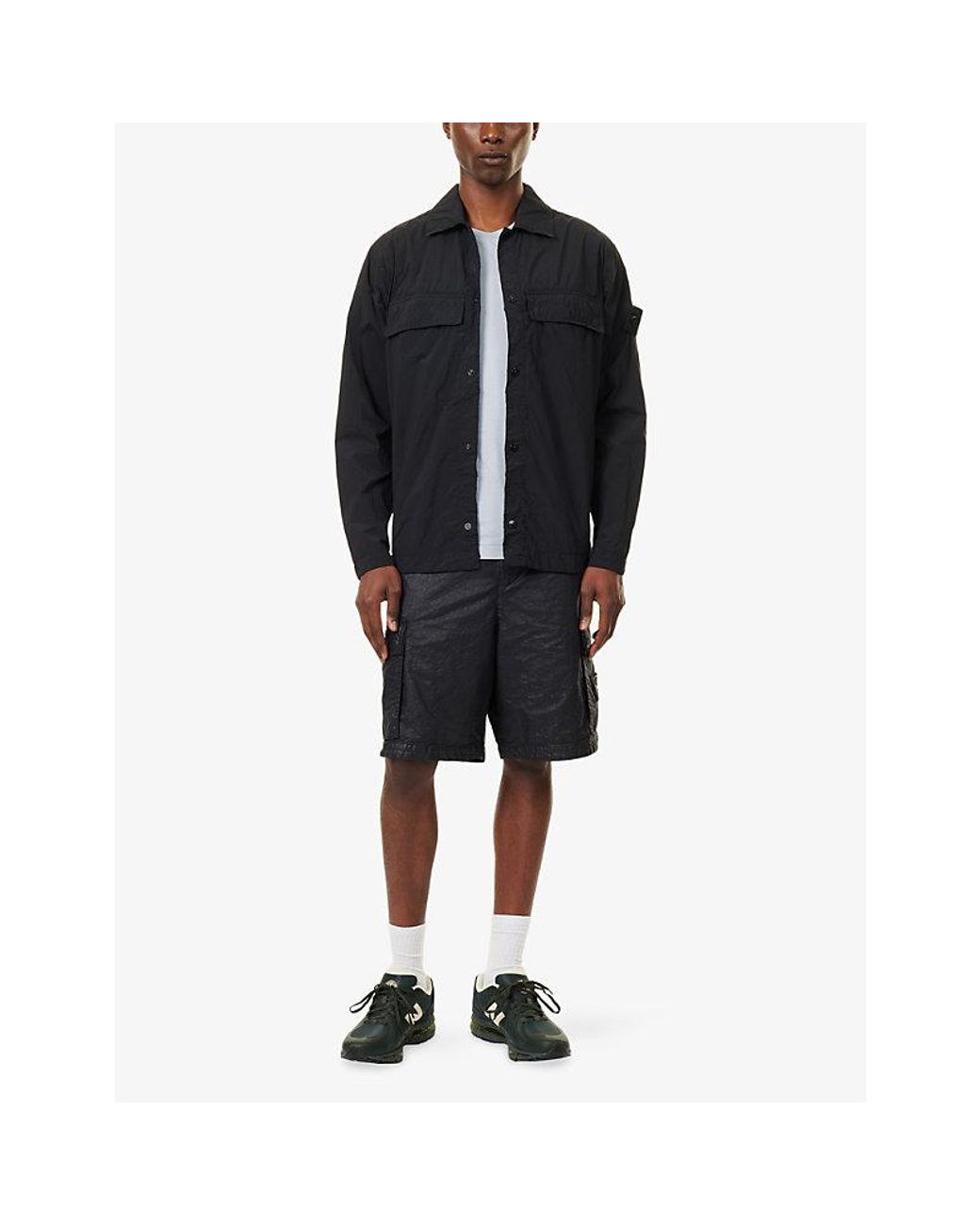 Stone Island Blue Ghost Smerigliato Compass-Badge Woven Jacket for men