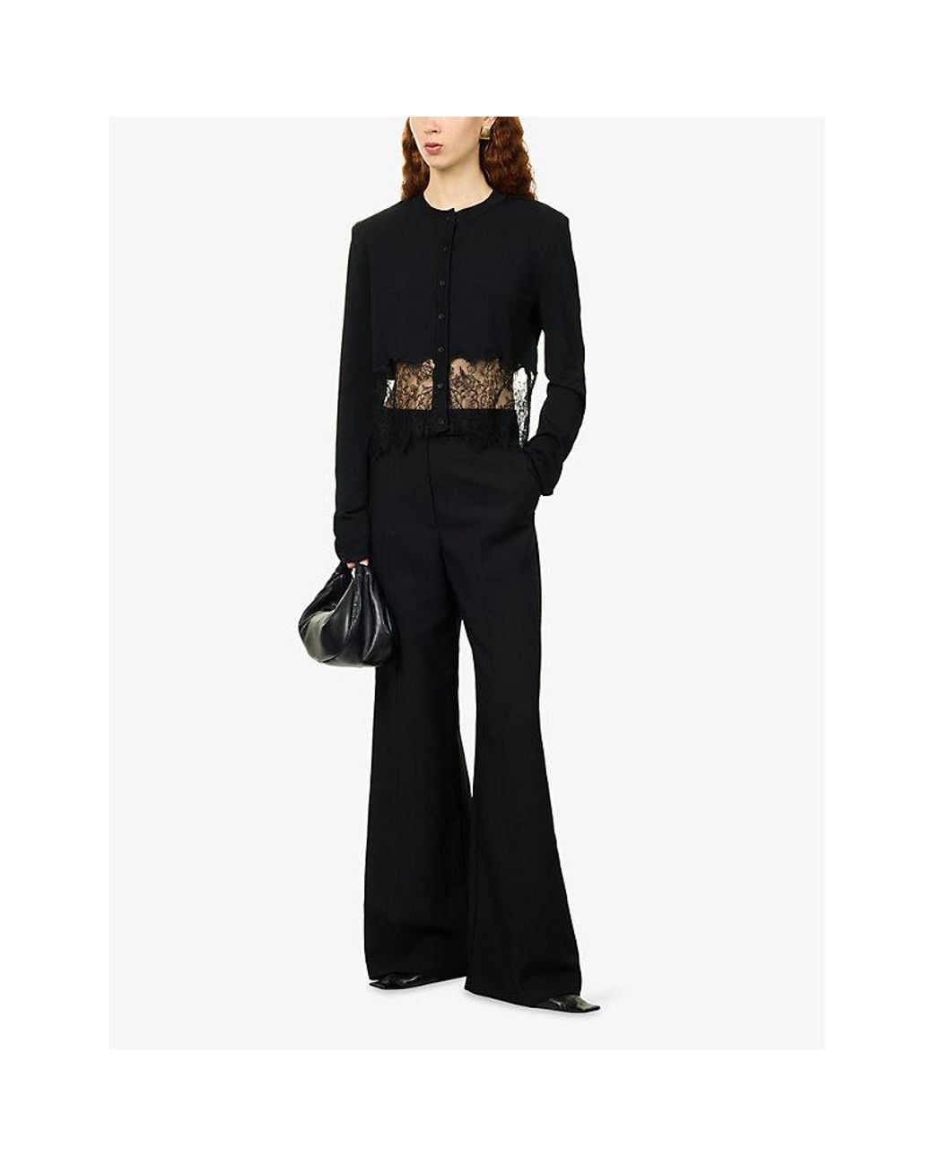 Camilla & Marc Black Cayana Lace-Trim Woven Cardigan