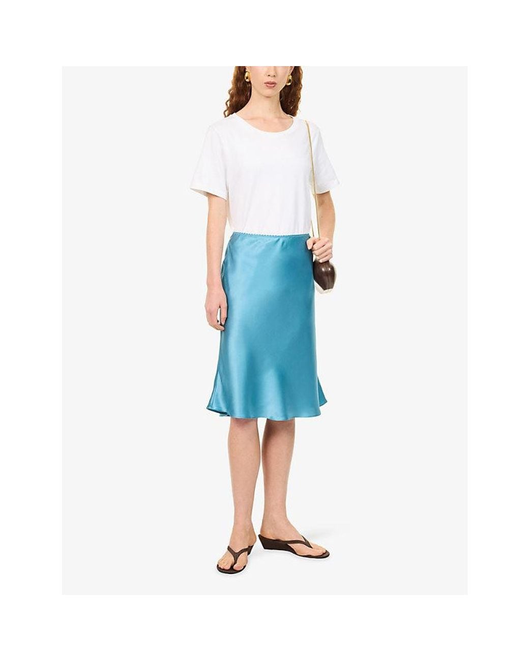 Reformation Blue Layla Mid-Rise Silk Mini Skirt