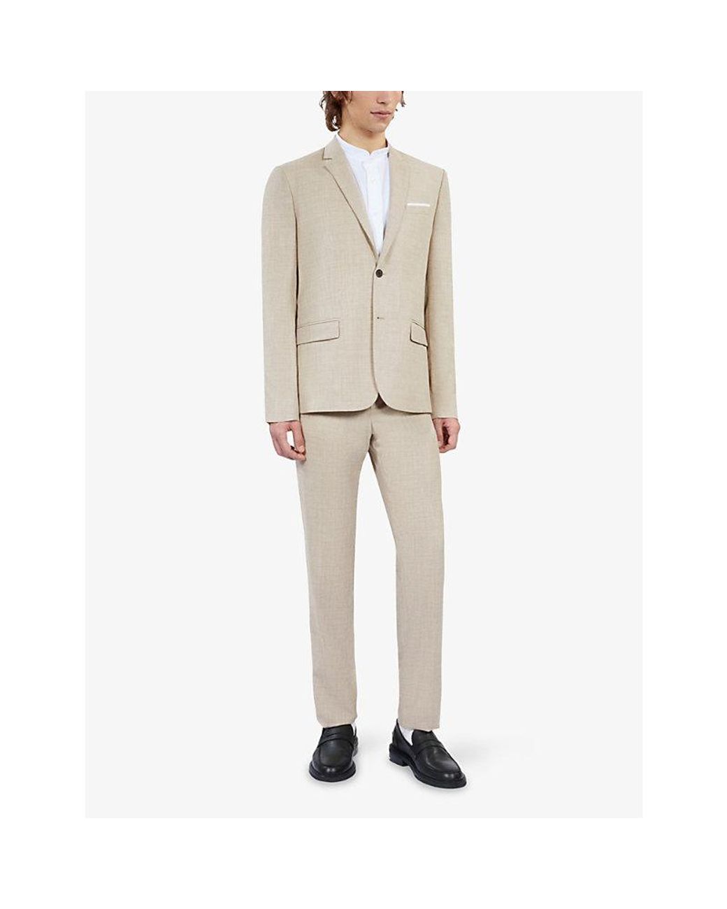 The Kooples Natural Single-Breasted Notch-Lapel Wool Blazer for men