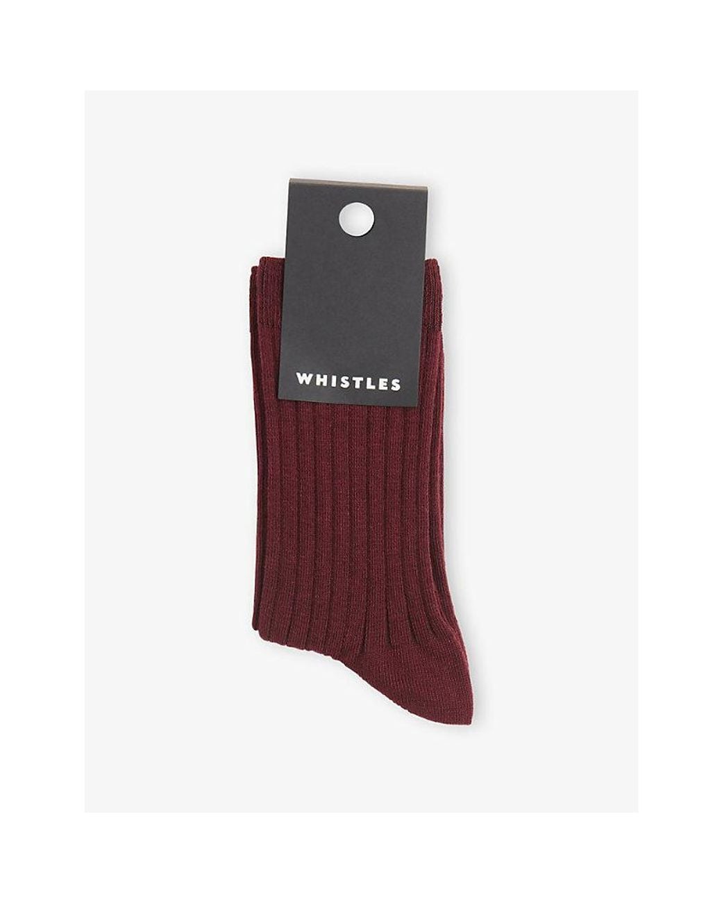 Whistles Red Classic Ribbed Stretch-Cotton Socks