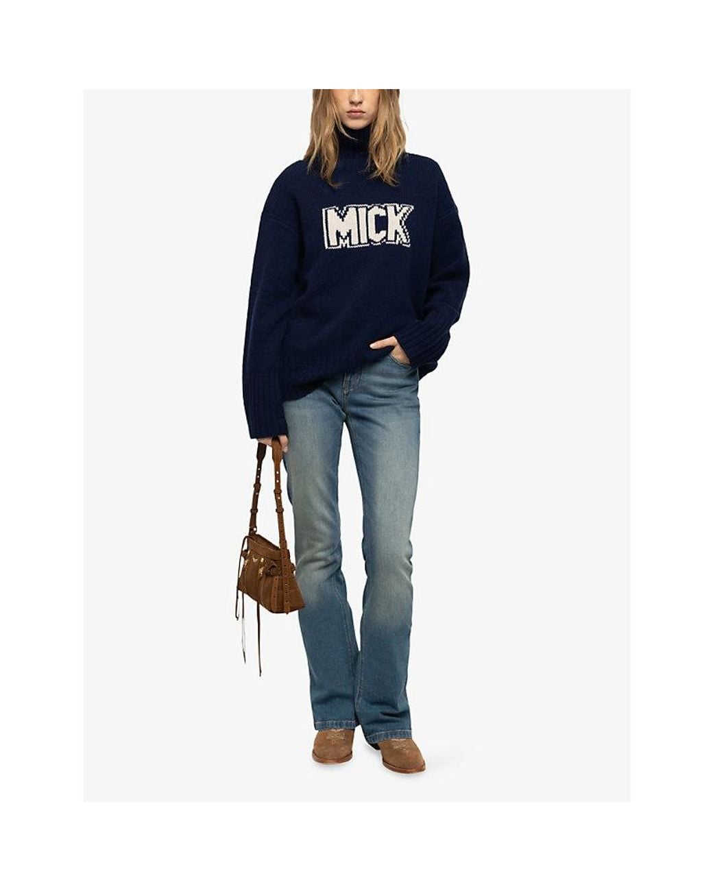 Zadig & Voltaire Blue Solma Mick High-Neck Merino-Wool Jumper