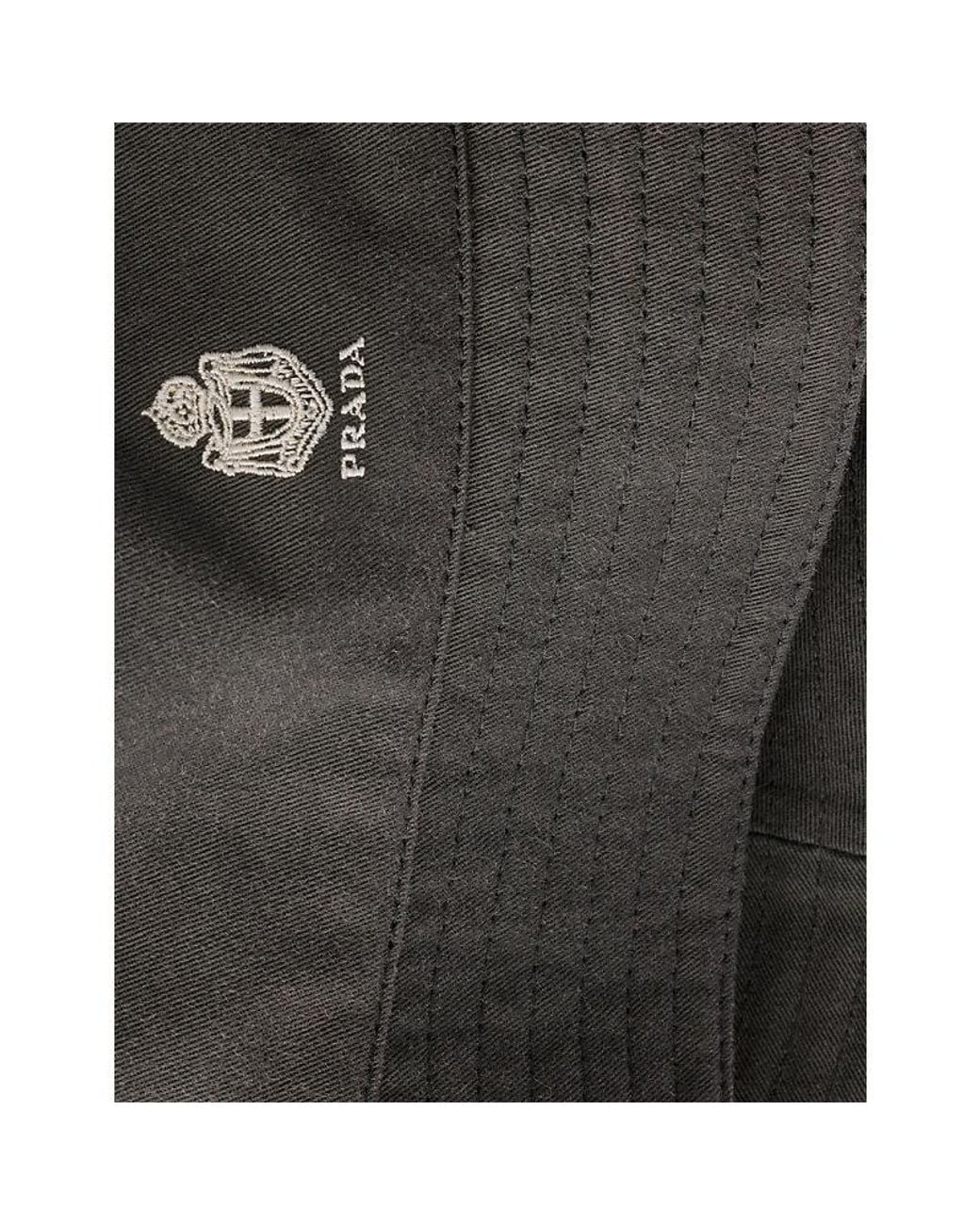 Prada Black Old Gabardine Cotton Bucket Hat for men