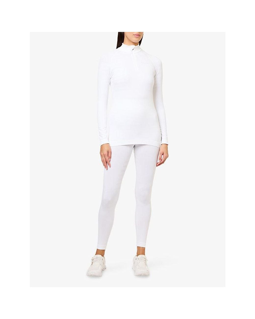 Falke White Maximum Warm Thermal Half-Zip Woven Top