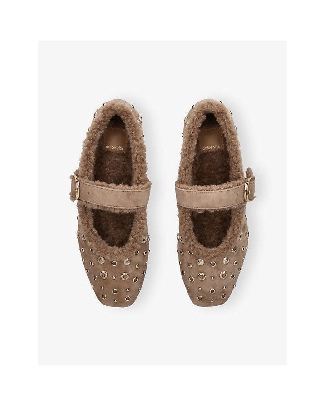 Dolce Vita Natural Mella Stud Flat Leather Mary Janes