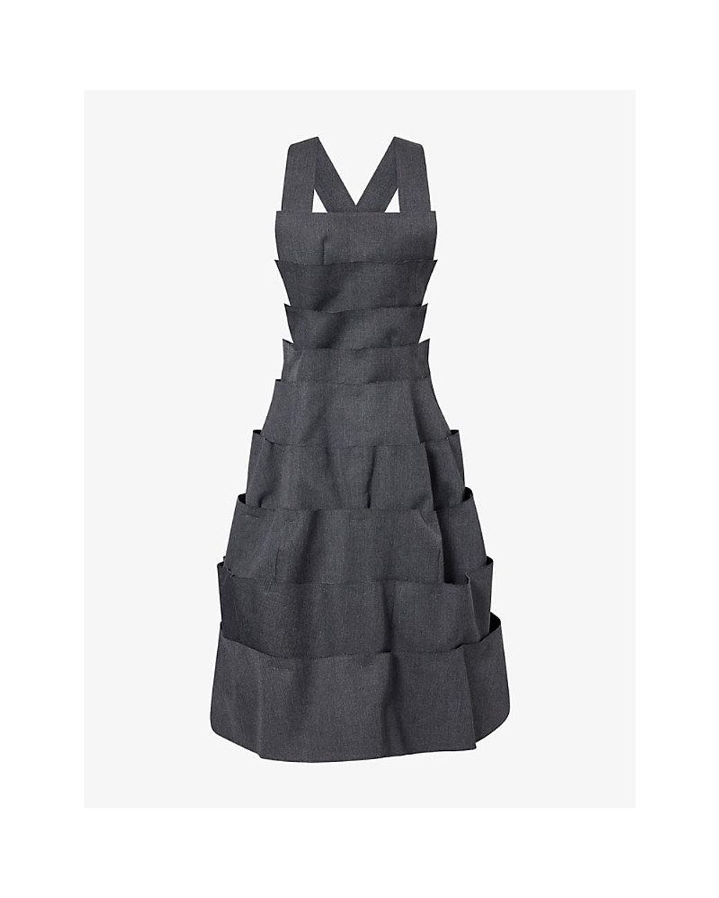 Comme des Garçons Blue Panelled Open-Side Wool Midi Dress